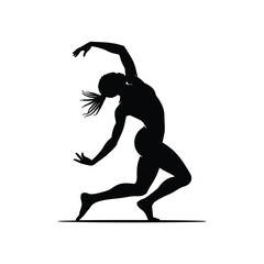 Silhouette of a dancer in a dynamic pose with flowing hair
