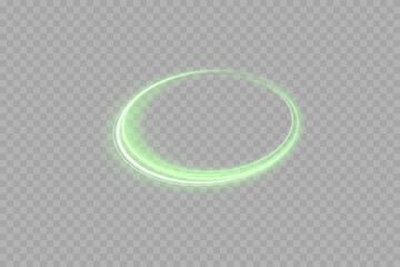 Sci-fi neon light loops in electric green color with eclipse glow. Suitable for space design, modern UI, holographic animation, energy visualization, and technology-focused compositions.