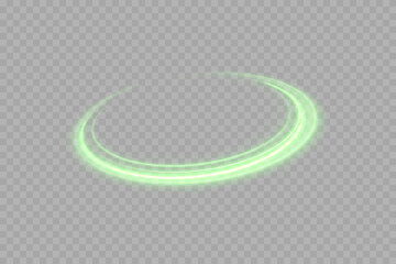 Neon glowing green rings with orbit effect and radial flare. Futuristic digital halo in dark space. Ideal for sci-fi design, UI interface, cosmic backgrounds, vibrant tech posters and energy concept © Felicety