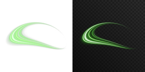 Neon glowing green rings with orbit effect and radial flare. Futuristic digital halo in dark space....