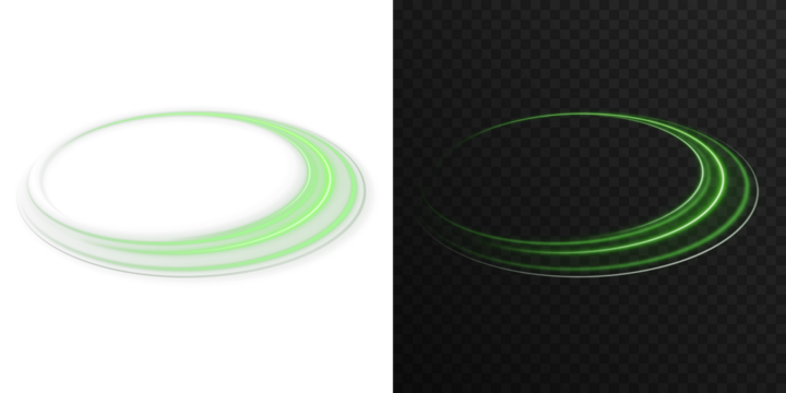 Abstract glowing light rings in neon green color. Futuristic motion circle for digital artwork, high-tech banners, gaming UI, space-inspired backgrounds and illuminated particle effects. - Powered by Adobe