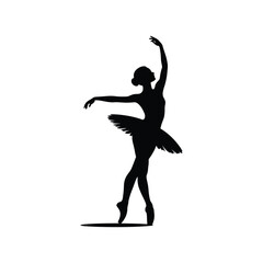 Silhouette of a graceful ballerina performing a classical ballet pose