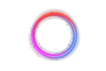 Futuristic glowing neon ellipse in vivid pink, blue, and violet tones on transparent dark background. Magic swirl ring energy flow, abstract portal light effect for sci-fi scenes, fantasy art, and dig