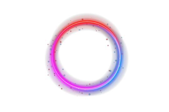 Futuristic glowing neon ellipse in vivid pink, blue, and violet tones on transparent dark background. Magic swirl ring energy flow, abstract portal light effect for sci-fi scenes, fantasy art, and dig