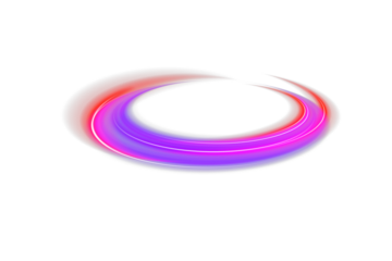 Futuristic glowing neon ellipse in vivid pink, blue, and violet tones on transparent dark background. Magic swirl ring energy flow, abstract portal light effect for sci-fi scenes, fantasy art, and dig
