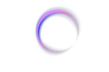 Futuristic glowing neon ellipse in vivid pink, blue, and violet tones on transparent dark...