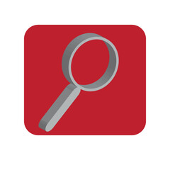 Magnifying Glass Icon on Red Background