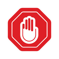 Red Stop Sign with Hand Icon