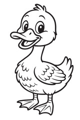 Fototapeta premium Cartoon Duckling Coloring Page Illustration