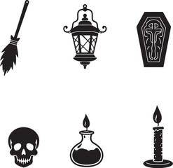Spooky Halloween icons for festive designs and decorations