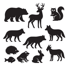 Obraz premium Conceptual Forest Animal Silhouette Set