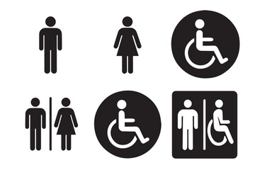 Set of Restroom Gender and Access Symbols