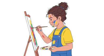 Fototapeta premium joyful child painting creative expression and artistic fun