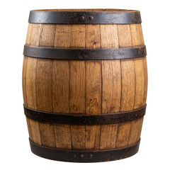 Fototapeta premium Old wooden barrel isolated on white and transparent background.