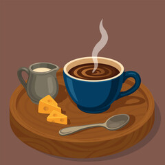 Cup of coffee with cheese