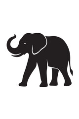 Walking elephant silhouette graphic icon.
