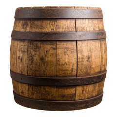 Fototapeta premium Old wooden barrel isolated on white and transparent background