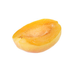 Half of fresh ripe apricot isolated on white