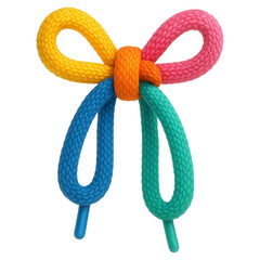 Colorful Rope Bow Knot in Vivid Multicolored Design on Transparent Background