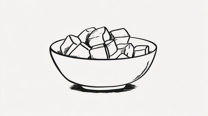 Simple illustration of cubed food in a bowl