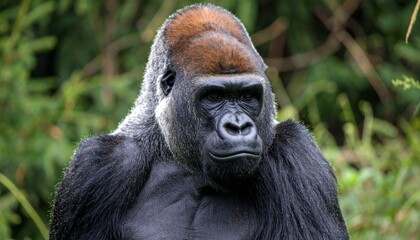Fototapeta premium Powerful Silverback Gorilla Portrait