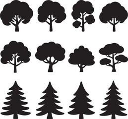 Tree Silhouette Collection in Black on White