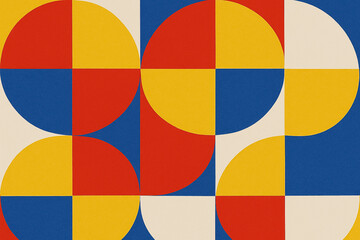 Obraz premium Minimalist Bauhaus-Inspired Geometric Background in Primary Colors
