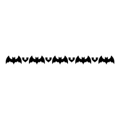 Halloween bat seamless border isolated on white background. Header for letters, websites, mailing lists. Bats for horror night holiday. Halloween black flying vampire bats