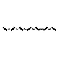 Halloween bat seamless border isolated on white background. Header for letters, websites, mailing lists. Bats for horror night holiday. Halloween black flying vampire bats
