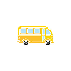 Yellow Bus Icon – Flat Vector School Bus Illustration