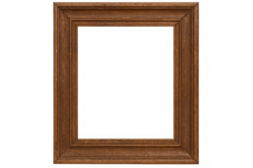 Classic wooden picture frame with transparent background, perfect for showcasing artwork or photographs