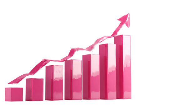 Pink bar graph showing upward trend, growth, and success. - Powered by Adobe