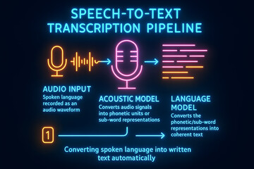 Speech-to-Text Processing Pipeline with Neon Design for AI Documentation