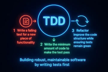 Test-Driven Development Workflow with Neon Graphics for Agile Teams