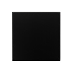 A single, perfectly square, sleek, matte black magnetic tile with sharp edges, centered on a transparent seamless studio background, top-down view with no shadows, commercial product showcase concept