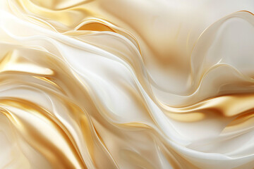 Luxury abstract background with golden waves and silk texture in white and gold