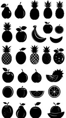 Silhouette collection of various fruits