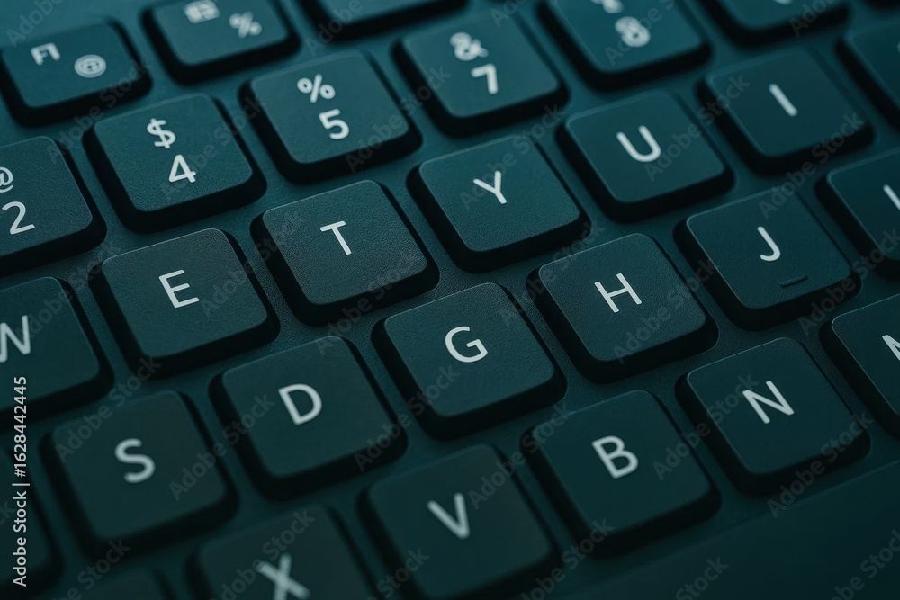 Poster a close-up of a computer keyboard with keys labeled from a to z