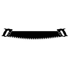 Illustration of a two man crosscut saw with handles on each end in black
