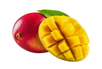 Delicious mango fruits cut out.
