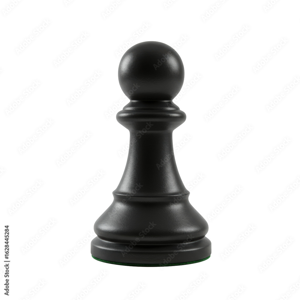 Poster a single black game pawn, smooth matte plastic or dark wood, with a rounded top and flared base, sta