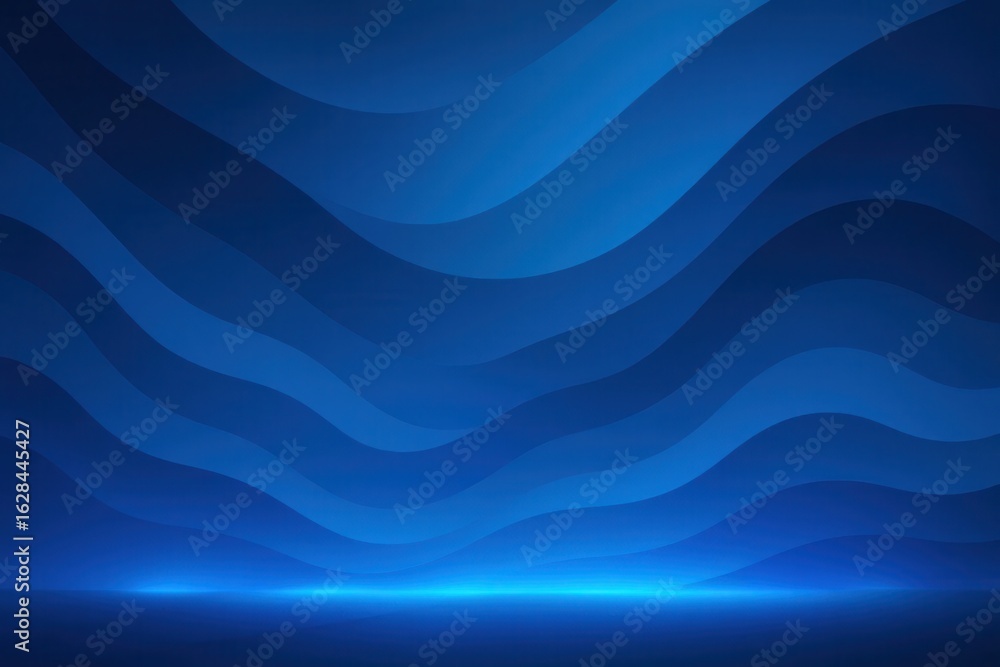 Poster abstract ocean wave patterns in deep blue - a digital illustration of fluid dynamics