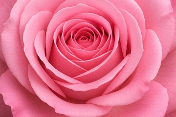 A close-up of a single pink rose reveals its intricate layers of petals, each one delicately curled and layered upon the others, creating a mesmerizing display of nature's artistry