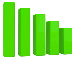 3d green arrows curving upward isolated on transparent background