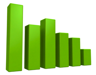 3d green arrows curving upward isolated on transparent background