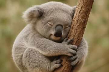 Obraz premium A koala at rest on a tree trunk