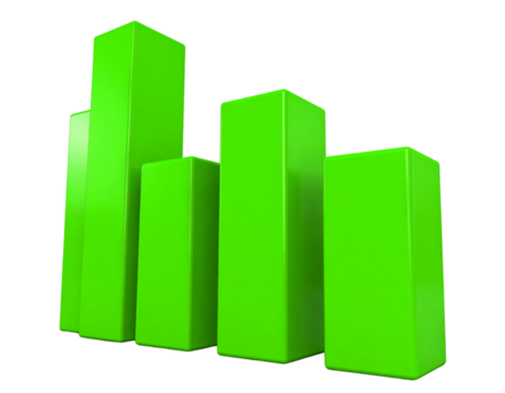 3d green arrows curving upward isolated on transparent background