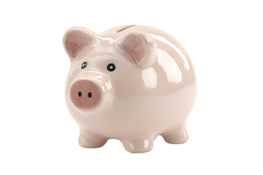 Ceramic piggy bank for saving money. Finance, banking, wealth.