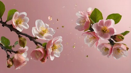 Delicate Pink Blossoms A Serene Dance of Floral Beauty, Gentle Petals, and Golden Accents on a Soft Rosy Canvas