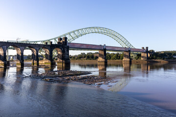 Ethelfleda Railway Bridge and Silver Jubilee Bridge in morning light